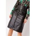A-Line Faux Leather Midi Skirt