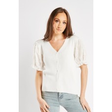 Anglaise Broderie Sleeve Knit Top