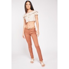 Belted Mid Waist Skinny Trousers