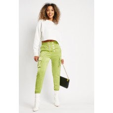 Button Trim Silky Trousers