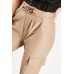 Curb Chain Faux Leather Jogging Bottoms