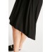 Dip Hem Black Midi Skirt