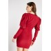 Draped Fitted Sleeve Wrap Dress