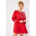 Embroidered Motif Tie Up Mini Dress