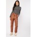 Faux Leather Multiple Pockets Trousers