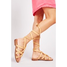 Faux Leather Tie Up Sandals