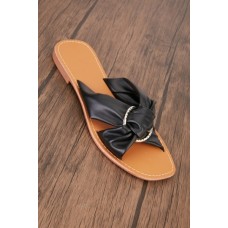 Faux Leather Twisted Slides