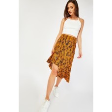Flared Printed Midi Skirt