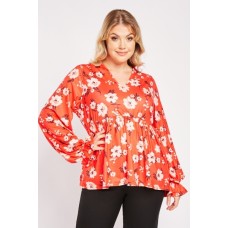 Floral Bell Long Sleeve Blouse