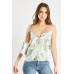 Floral Print Scallop Sateen Top