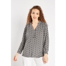 Frilly Neck Printed Blouse
