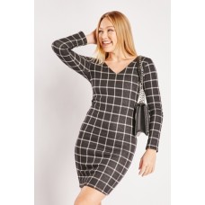 Grid Check Textured Mini Dress