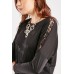 Lace Insert Perforated Blouse