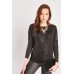 Lace Insert Perforated Blouse