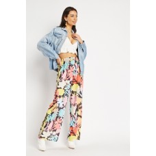 Large Floral Print Wide Leg Trousers