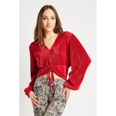 Low Plunge Pleated Blouse