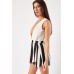 Low Plunge Striped Wrap Playsuit