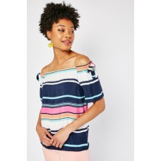 Off Shoulder Candy Striped Top