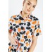 Petal Print Godet Shirt Dress