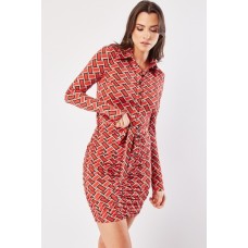 Printed Buttoned Front Dress