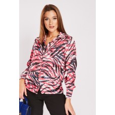 Ruched Front Printed Blouse