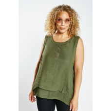 Sleeveless Double Layer Contrast Top