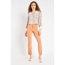 Slit Front Textured Trousers