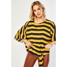Striped Batwing Sleeve Blouse